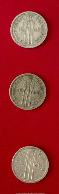 Southern Rhodesia 3 pence - 1947 - 1948 and 1949