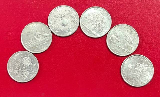 6 x USA States Quarters Collectable all different States.