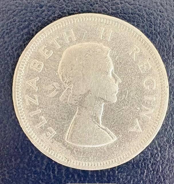 SA 1954 Two and a Half Shilling Silver Coin - with detail
