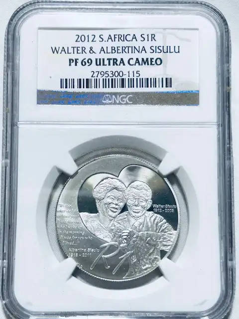 2012 SA Silver R1 NGC PF69 ULTRA CAMEO, Walter and Albertina Sisulu - LOW MINTAGE 1644