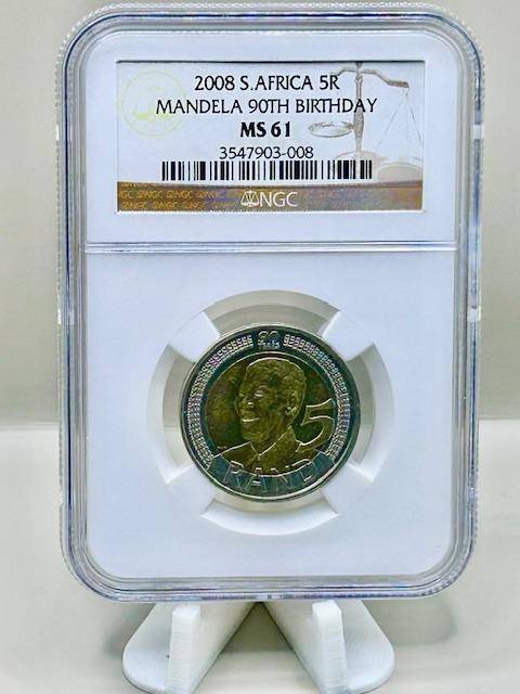 2008 R5 - MS61 NGC graded Mandela 90th Birthday R5 Coin