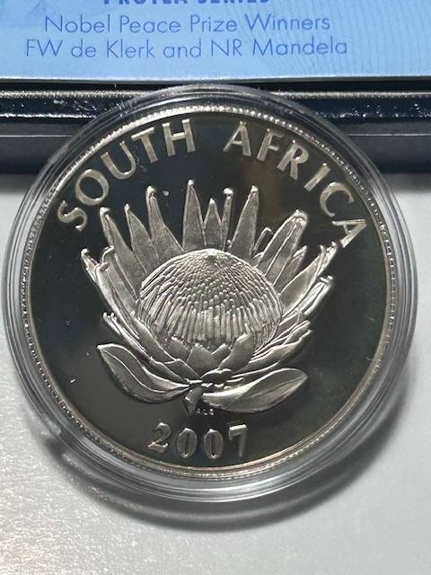 2007 SA Silver R1 Proof De Klerk (Low Mintage 7143) original mint box and certificate