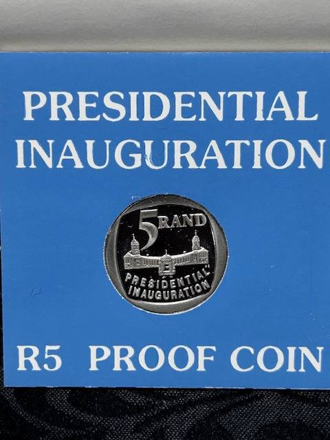 1994 Proof Presidential Inauguration R5 in original blue coin holder x 4 bid per coin