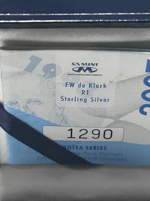 2007 SA Silver R1 Proof De Klerk (Low Mintage 7143) original mint box and certificate