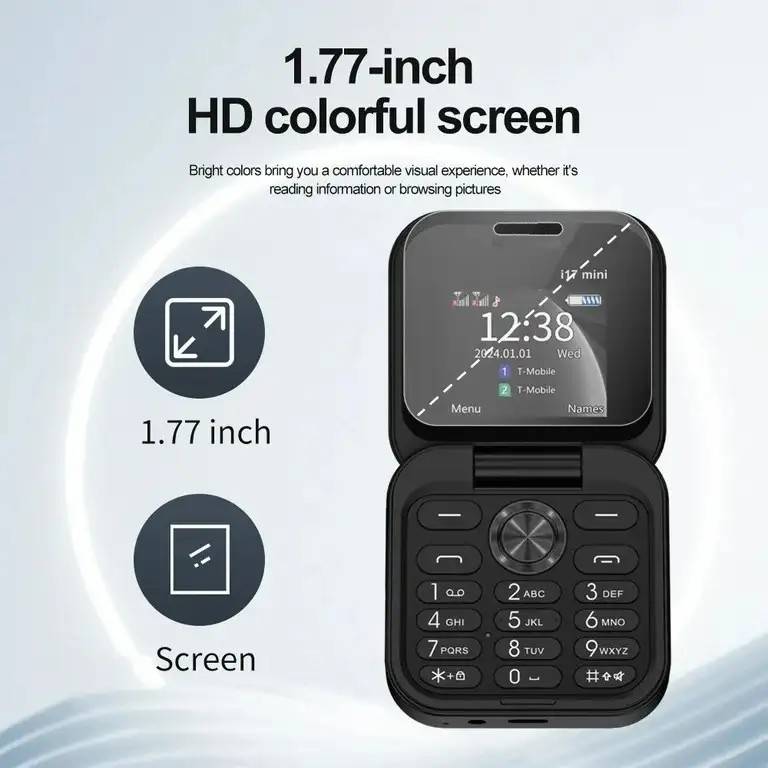 i17 Mini Flip Pro Mobile Phone Gold