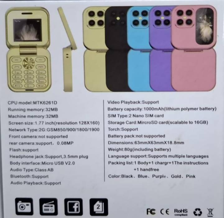 i17 Mini Flip Pro Mobile Phone Blue