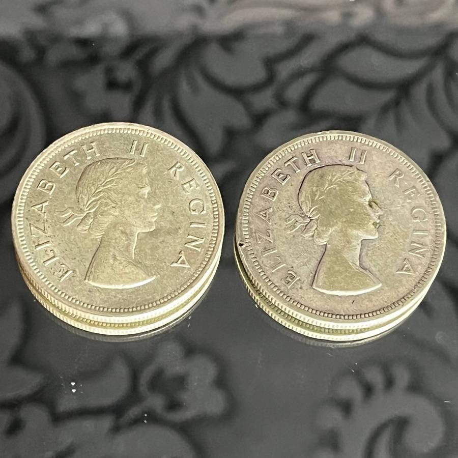 Lot of 2 x South Africa Silver 2½ Shillings (Half Crowns)  1953 & 1955