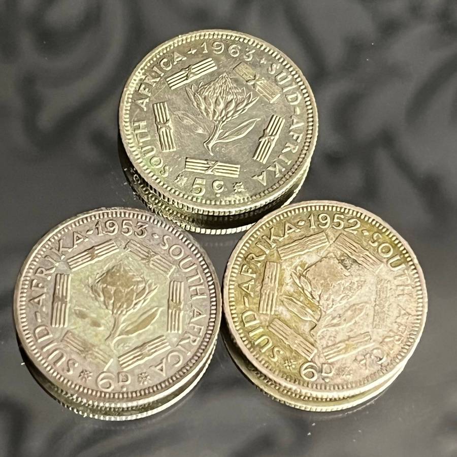  Lot of 3 x South Africa 6 Pence