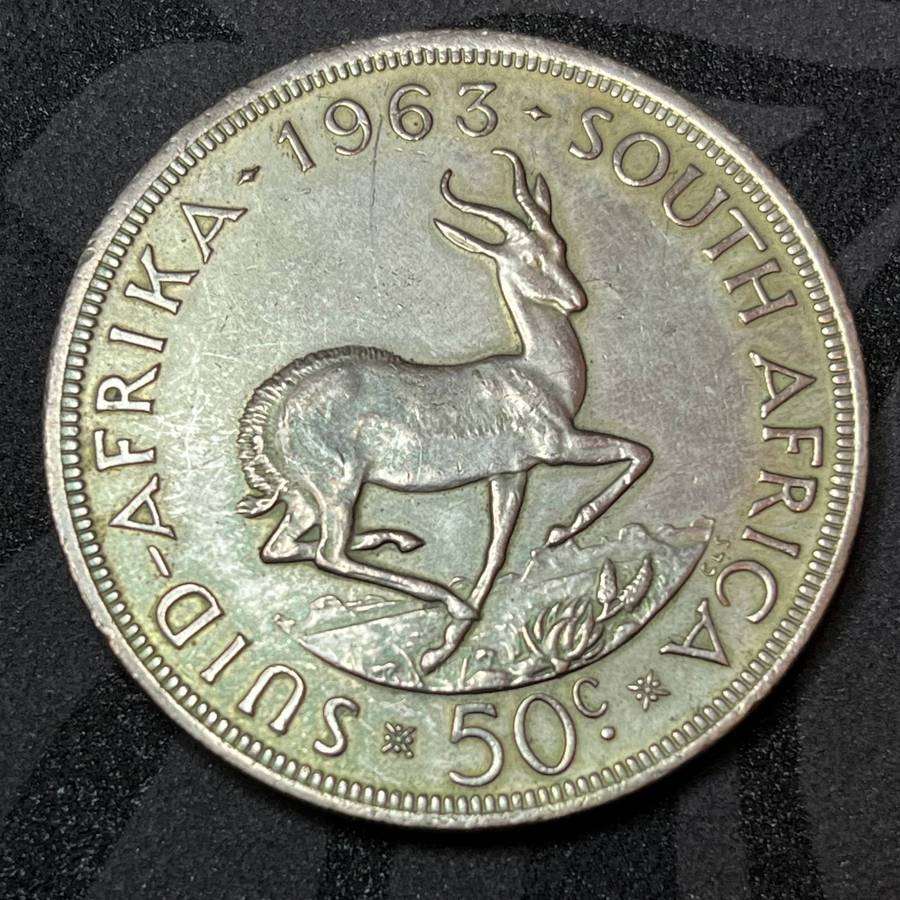 1963 South Africa 50 Cent Silver Crown  Jan van Riebeeck