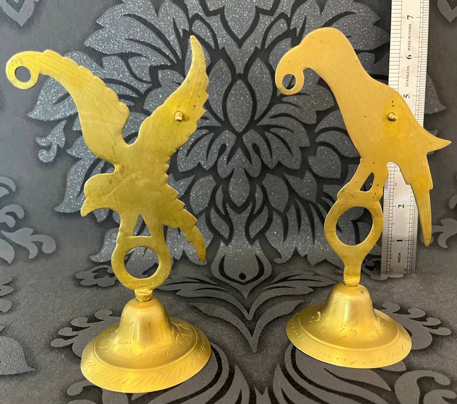 Pair of Vintage Copper Bird Figures  Hand-Etched Decorative Collectibles