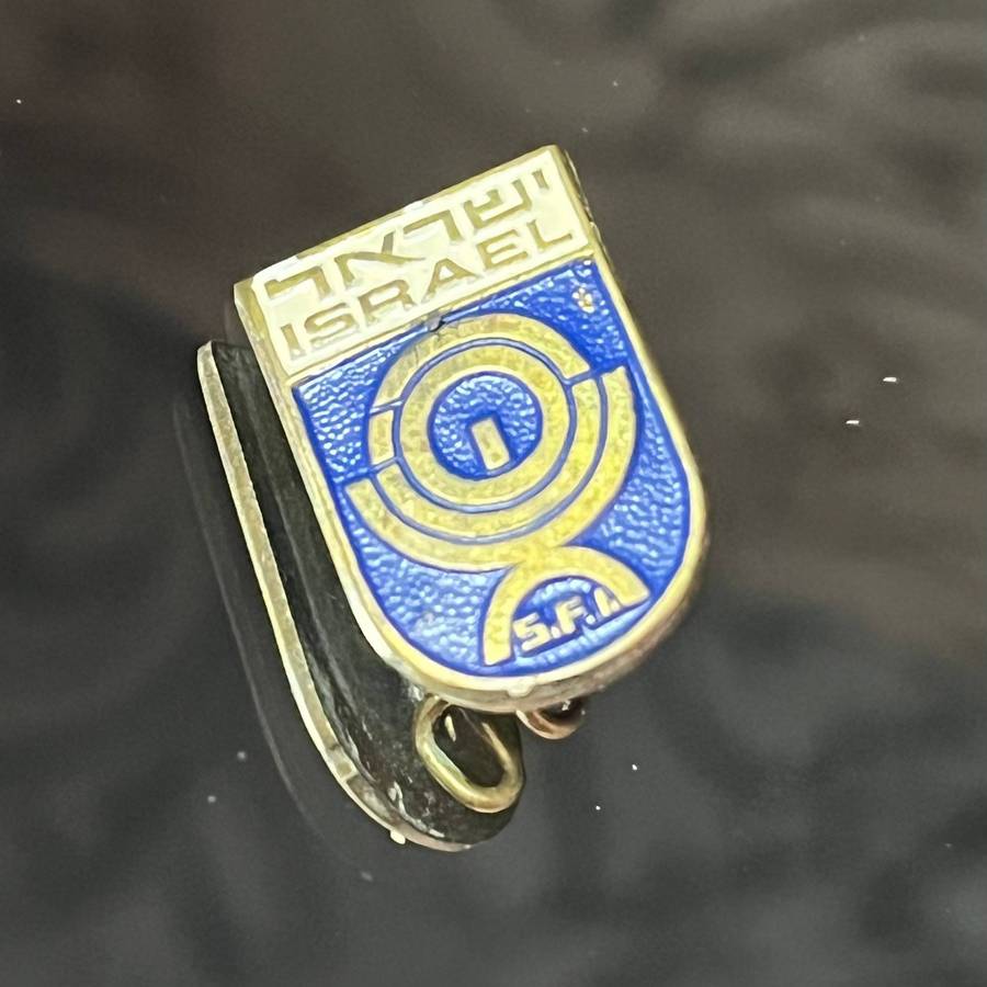 Vintage Israel Enamel Lapel Pin  Blue & Gold S.F.I. Badge