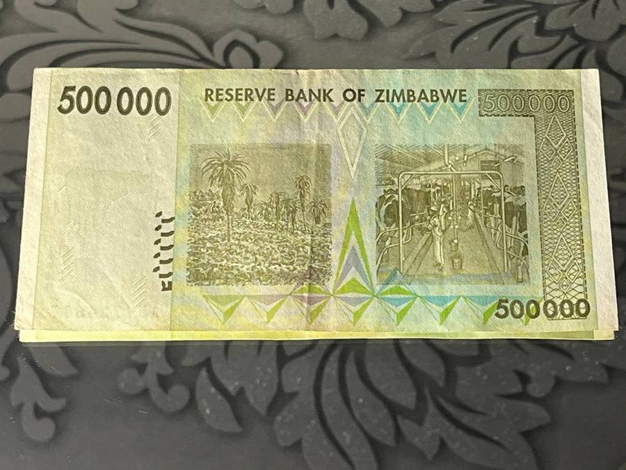 Zimbabwe $500,000 Banknote  2008 Hyperinflation Issue  Gono Signature