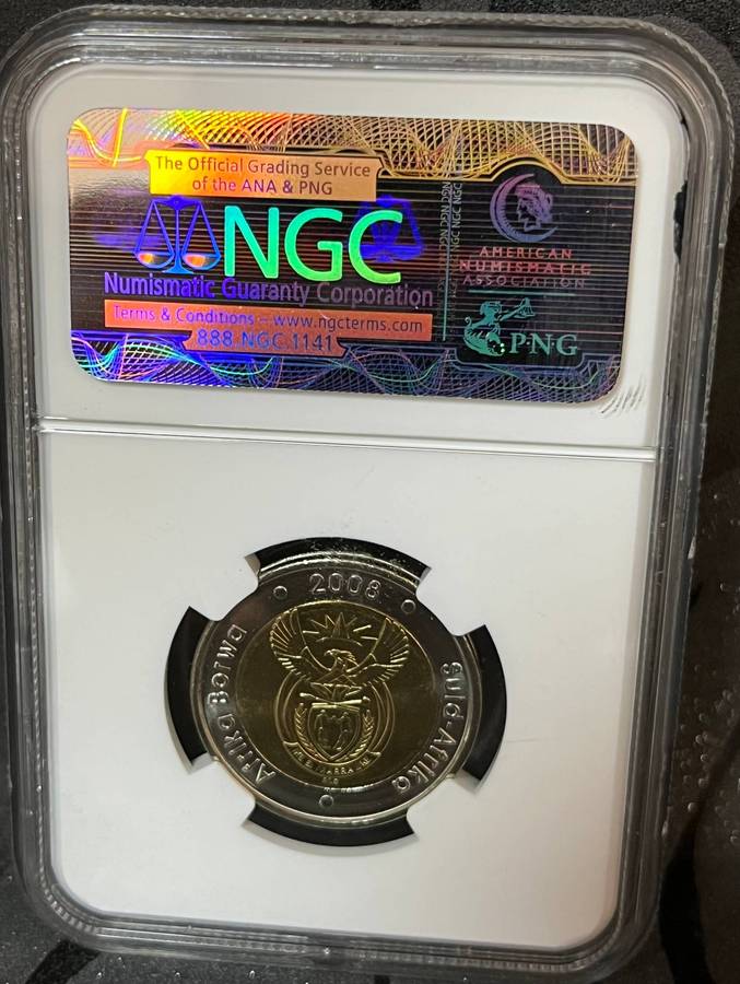 South Africa 2008 Mandela 90th Birthday 5 Rand  NGC MS66  Graded Coin