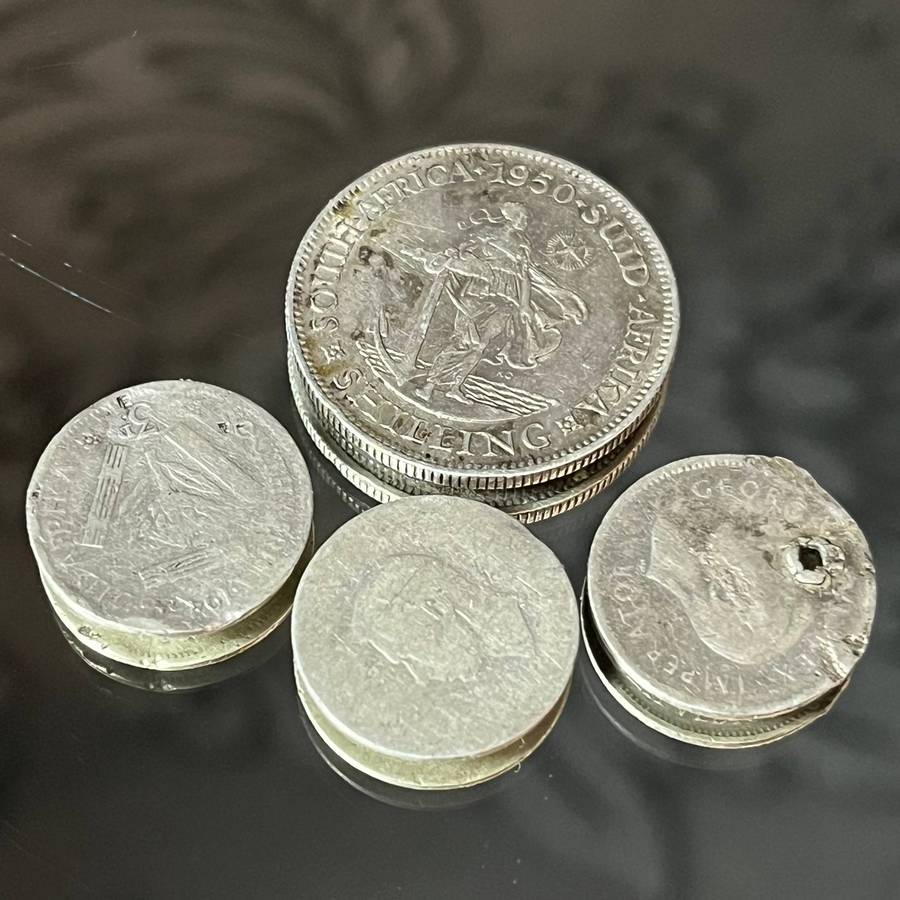 South Africa Silver Coin Lot  1950 1 Shilling + Threepence Coins (Mixed)