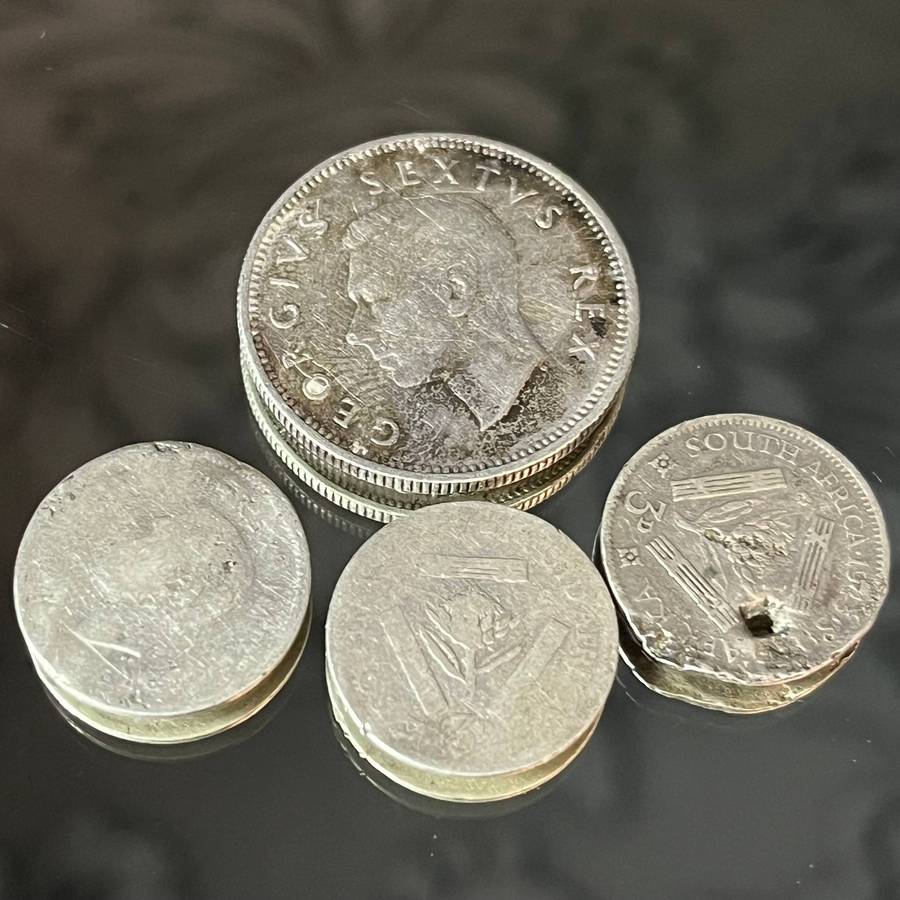 South Africa Silver Coin Lot  1950 1 Shilling + Threepence Coins (Mixed)