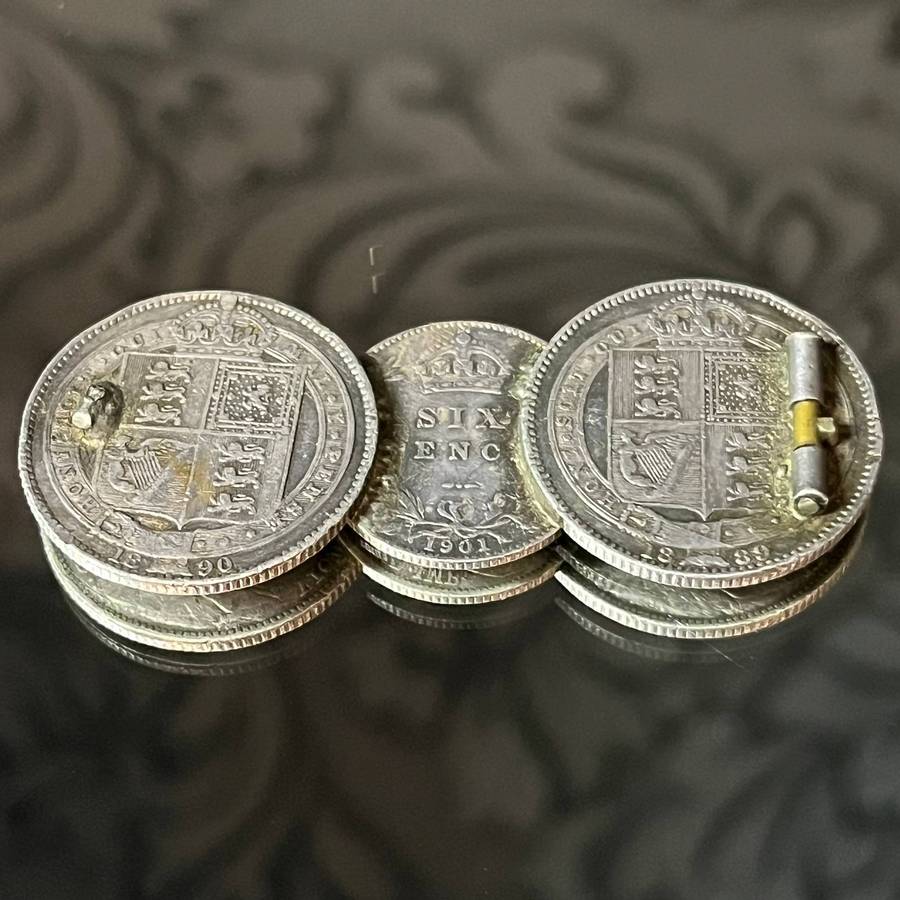 1800s - 1901 coins Queen Victoria Silver Brooch