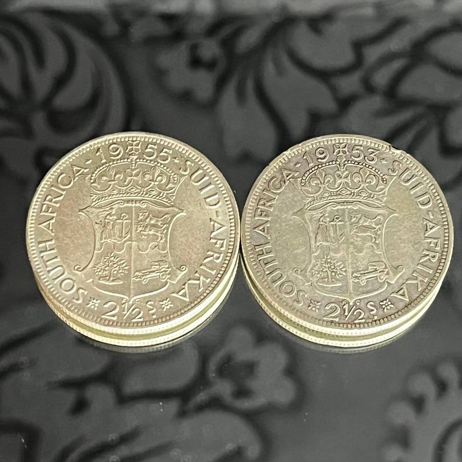 Lot of 2 x South Africa Silver 2½ Shillings (Half Crowns)  1953 & 1955