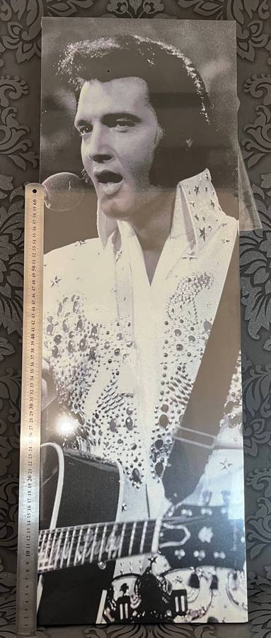 Elvis Presley Black & White Canvas Print 30x90cm Large Art - In plastic