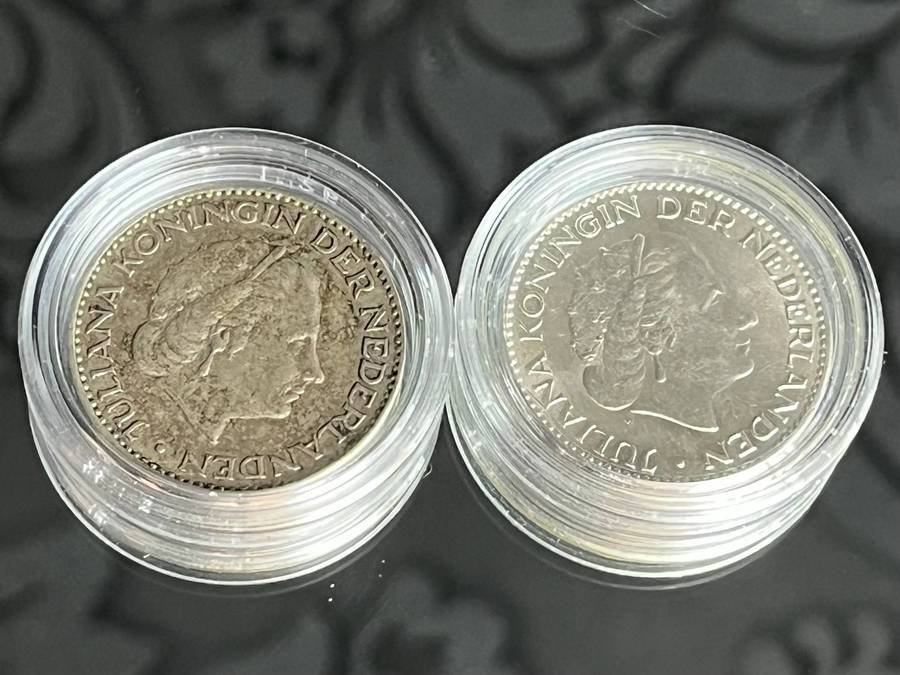 Lot of 2  1957 Netherlands 1 Gulden Silver Coins
