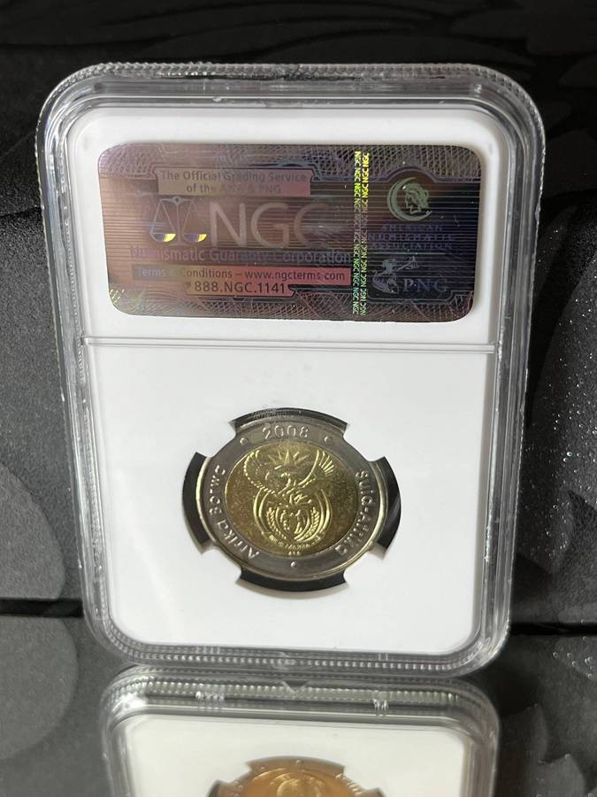 South Africa 2008 Mandela 90th Birthday 5 Rand  NGC MS65  Graded Coin