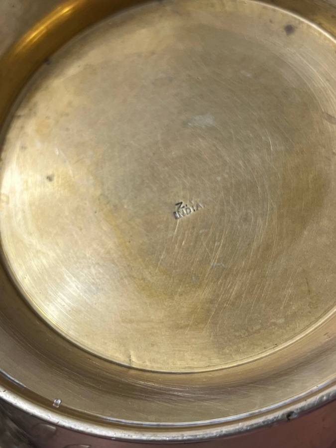 Large Vintage Engraved Copper Pot  Floral Motif (India)