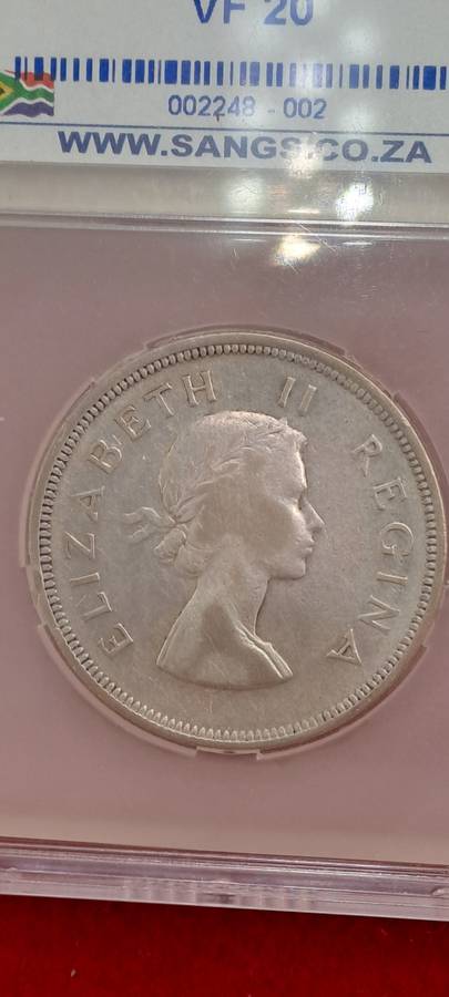 1953 South Africa Union Silver 2.5 Shillings VF20 Sangs Graded
