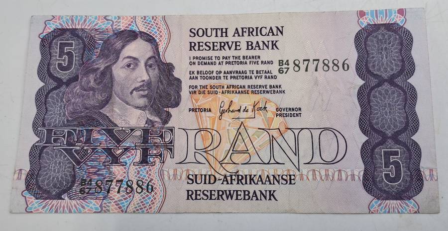 1984 South Africa 5 Rand Bank Note -GPC de Kock 2nd Issue Excellent condition