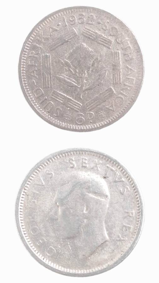 1952 South Africa Silver 6 Pence - George VI