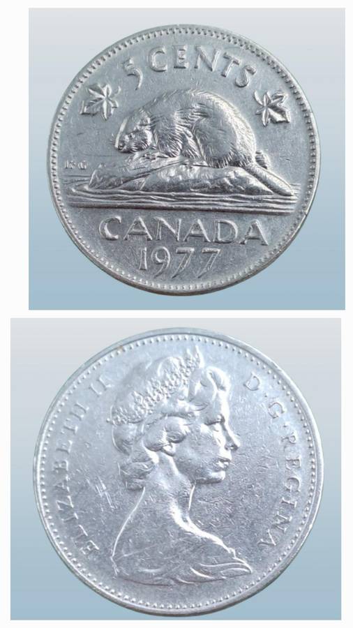 1977 Canada  5 Cents - Elizabeth II 2nd portrait