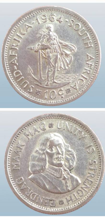 1964 South Africa  SILVER  10 Cent - 1st decimal series
