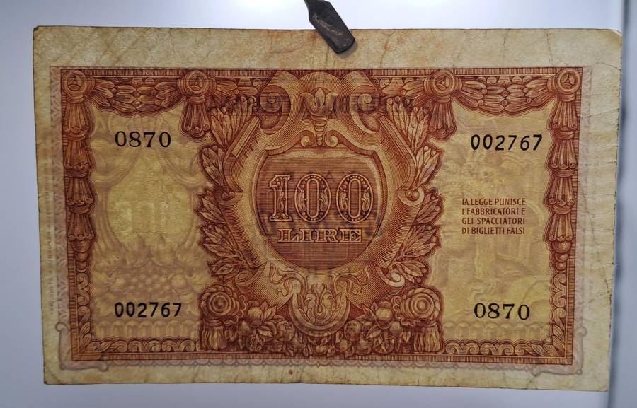 1951 Italy 100 Lira Bank Note