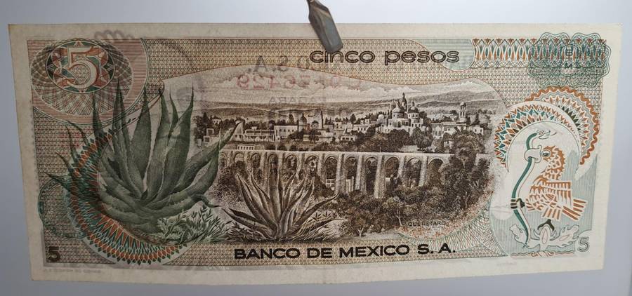 1971 Mexico  5 Pesos Banknote