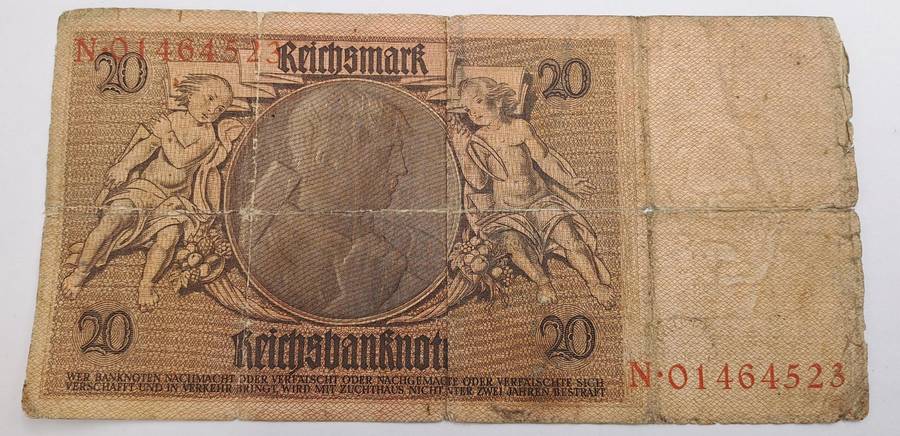1929 Germany 20 Reichsmark Reichsbanknote