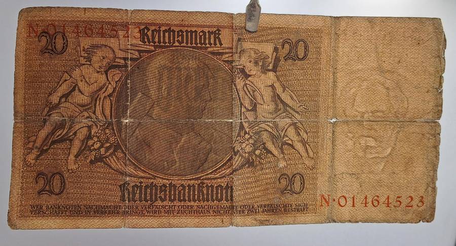 1929 Germany 20 Reichsmark Reichsbanknote