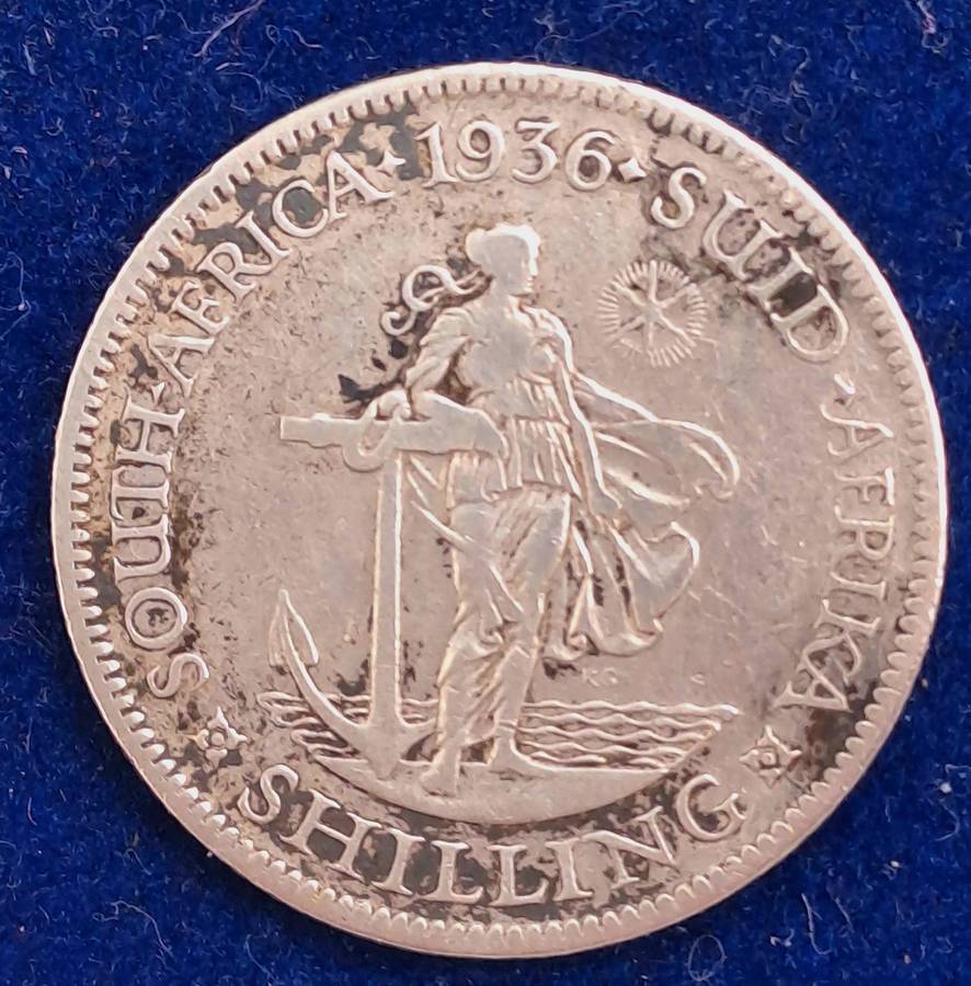 1936 South Africa  Silver (.800) 1 Shilling - George V Suid Afrika (Only 692641 Minted