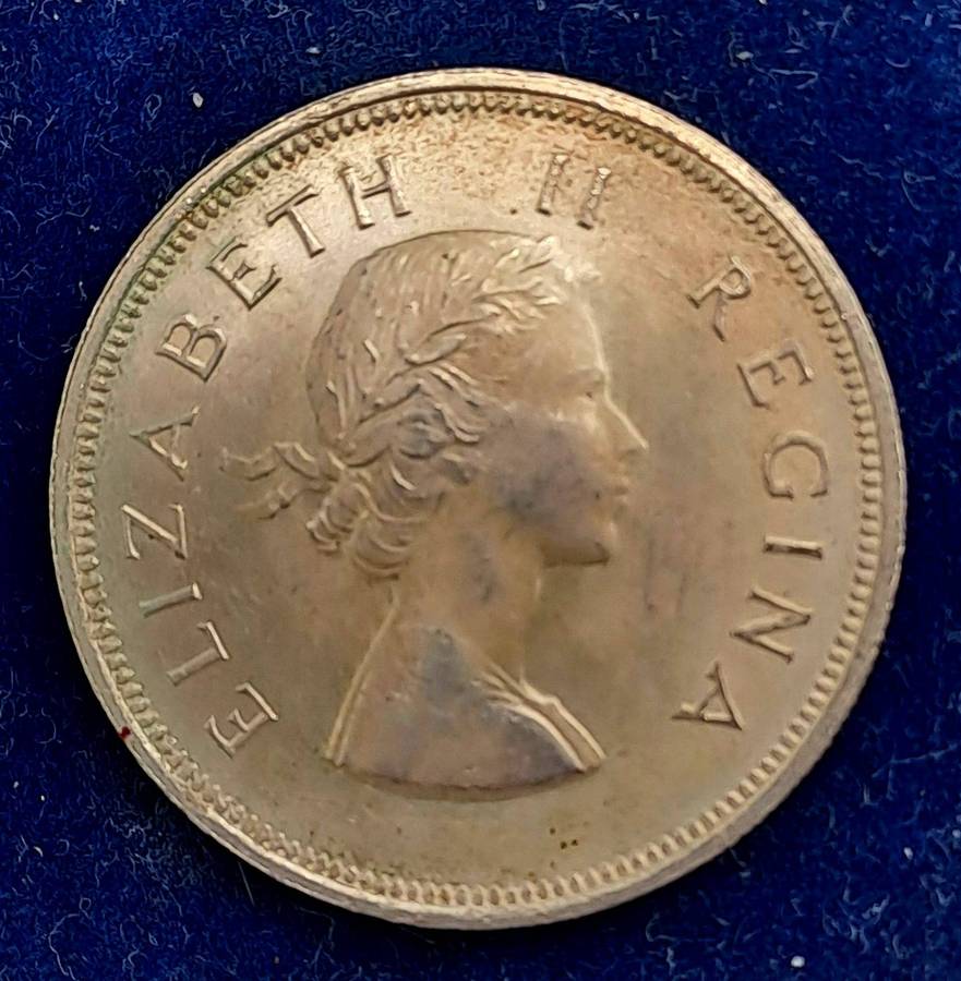 1955 South Africa (SILVER .500 ) 2½ Shillings - Elizabeth II 1st portrait UNC
