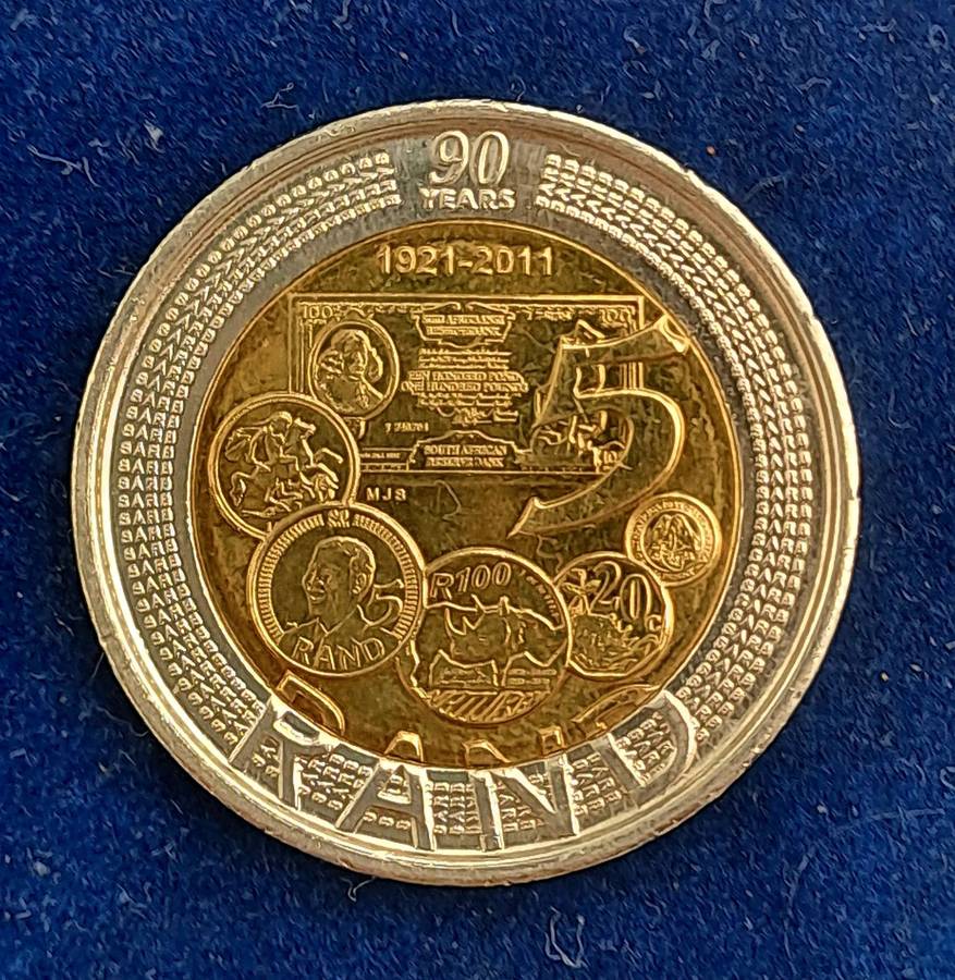 2011 South Africa 5 Rand -90 Years South African Reserve Bank