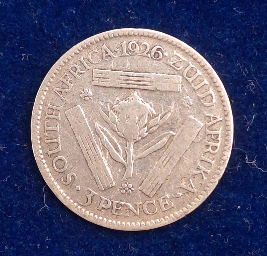 1926 Zuid Afrika (Silver .800) 3 Pence - George V ZUID-AFRIKA 3 PENCE