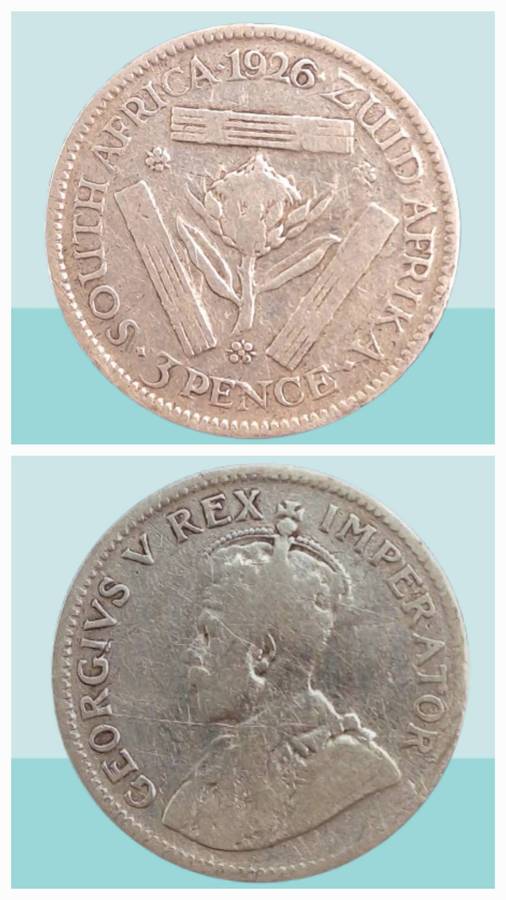 1926 Zuid Afrika (Silver .800) 3 Pence - George V ZUID-AFRIKA 3 PENCE