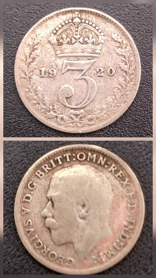 1920 United Kingdom Silver (.500) 3 Pence - George V 2nd issue, incl. Maundy
