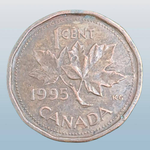 1995 Canada  1 Cent - Elizabeth II 3rd portrait, 12 sided