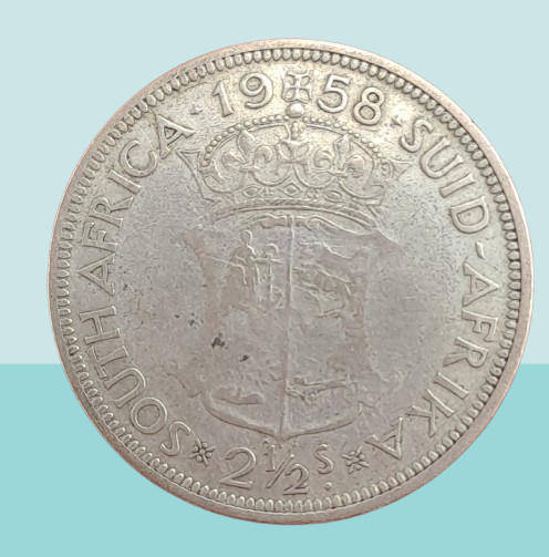1958 South Africa  SILVER 2½ Shillings - Elizabeth II 1st portrait -Circulated