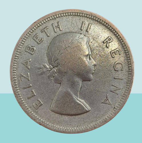 1958 South Africa  SILVER 2½ Shillings - Elizabeth II 1st portrait -Circulated