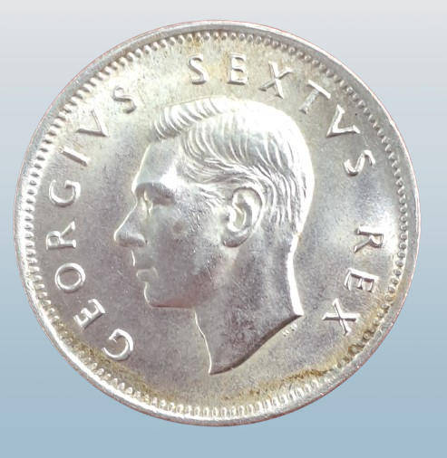 1951 South Africa  SILVER 1 Shilling - George VI Rex Imperator-UNC