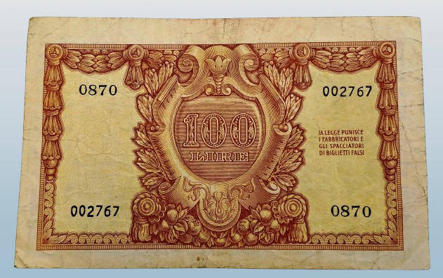 1951 Italy 100 Lira Bank Note