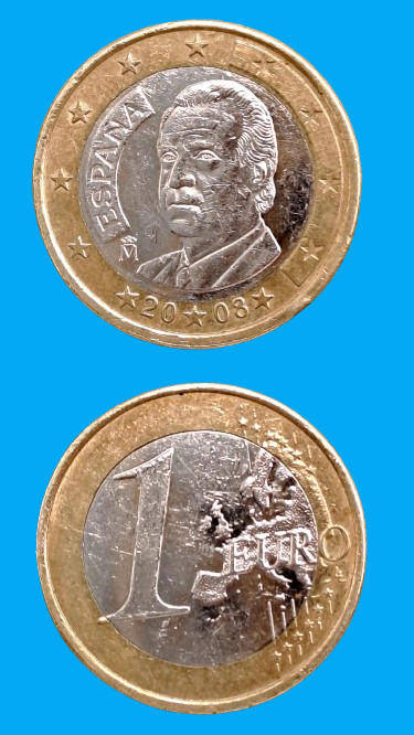 2008 Spain 1 Euro - Juan Carlos I 1st type, 2nd map