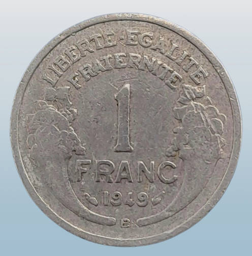 1949 France 1 Franc aluminium, light type