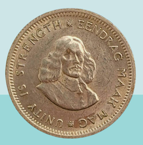 1962 South Africa  Silver (.500) 5 Cents 1st decimal series