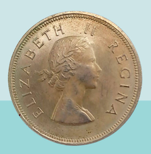 1955 South Africa (SILVER .500 ) 2½ Shillings - Elizabeth II 1st portrait UNC