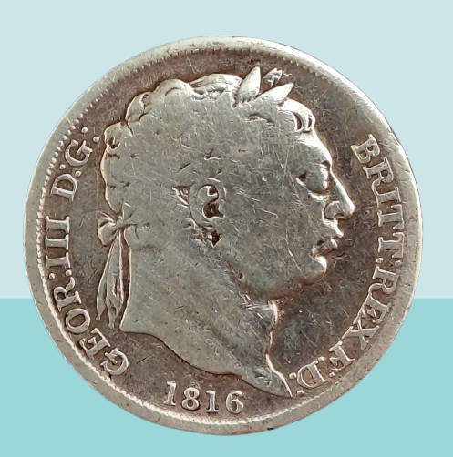 Rare Antique 1816 United Kingdom Silver(.925) 6 Pence - George III